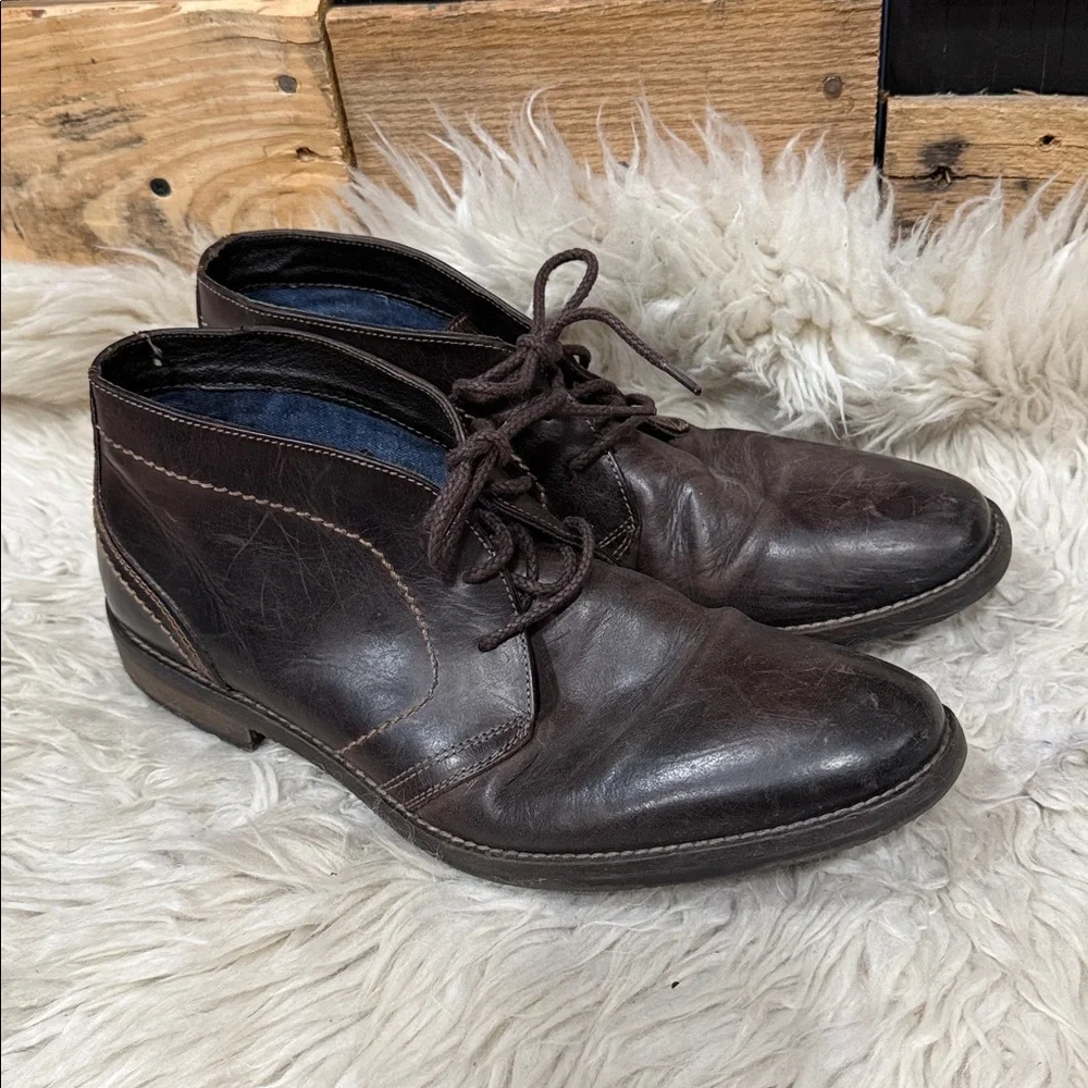 Johnston & Murphy Men’s Brown Leather Warner Chukka Boots Size 10‎ Lace Up